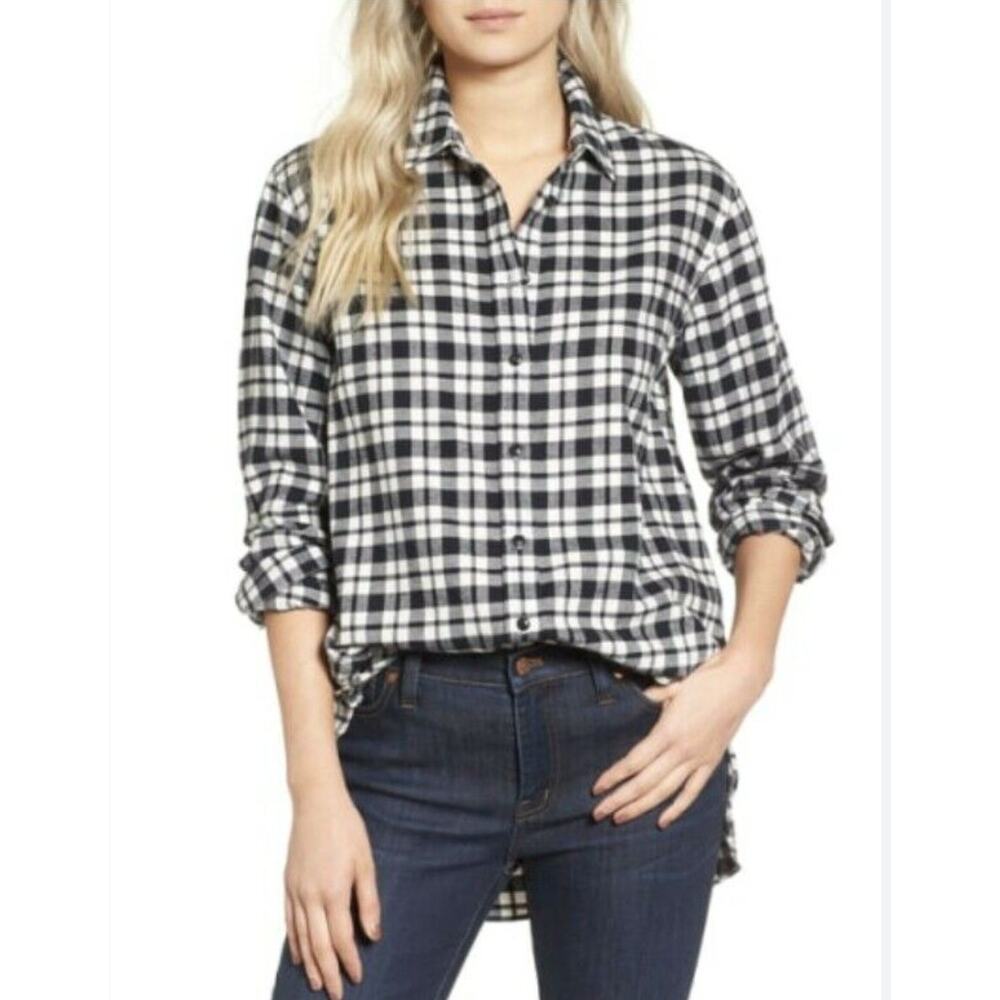 Madewell Black and White Plaid Button Down Shirt